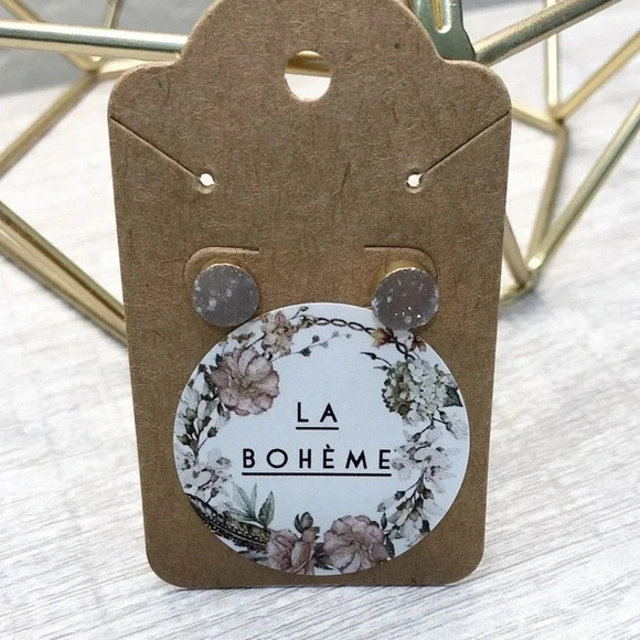 NWT LA BOHEME druzy stone post earrings - Picture 3 of 4